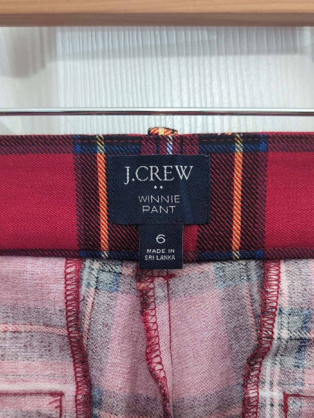 J Crew Winnie Red Plaid Skinny Pant - Picture 2 of 4